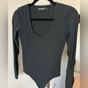Abercrombie & Fitch Charcoal Long Sleeve Bodysuit